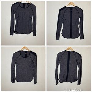 Lululemon Gray Black Long Sleeve Reversible shirt with thumb holes